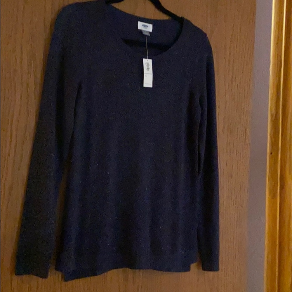 Navy blue sweater long sleeves with sequins